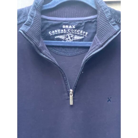 BRAX Style Sion French Terry Cotton Blend Half Zip Sweatshirt Navy Pullover - Picture 6 of 16
